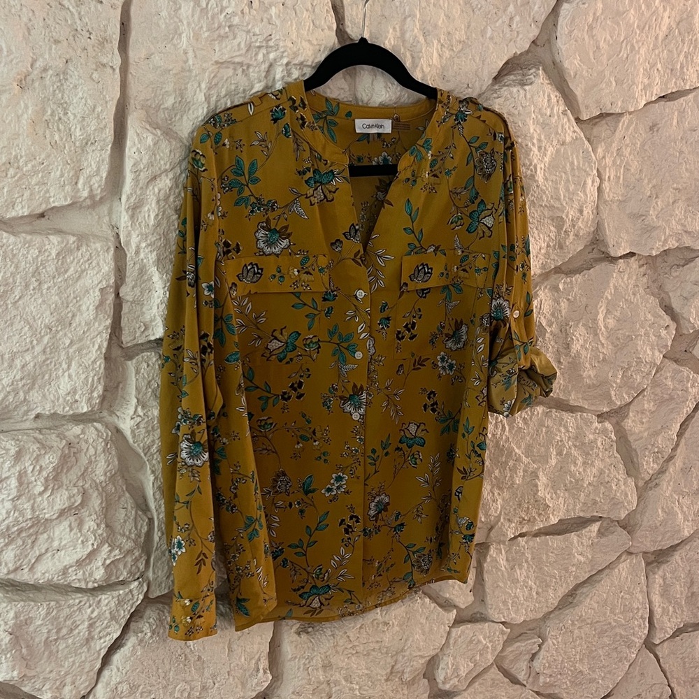 Calvin Klein Yellow Floral Blouse